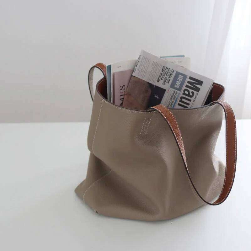 Designer Bags Fashion Double-Sided Handbag Genuine Soft Leather Tote Shopping Mommy Lage Large Capacity Women's Bag Hot Selling