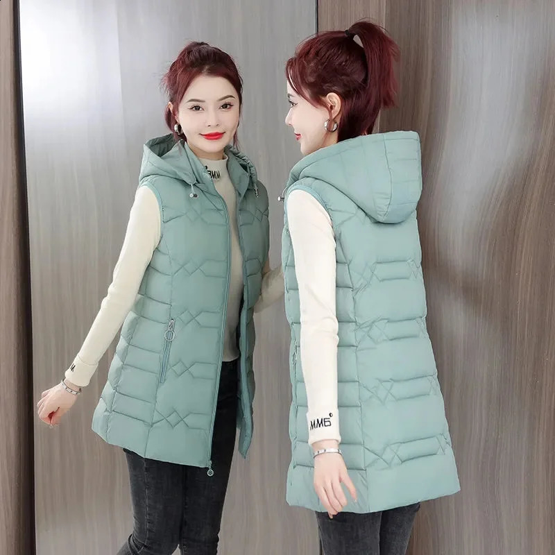 Femmes longues veste puffeuses mode Coats de gilet coréen automne d'hiver chaud épaississement long parkas décontractés décontractés Mujer 250911