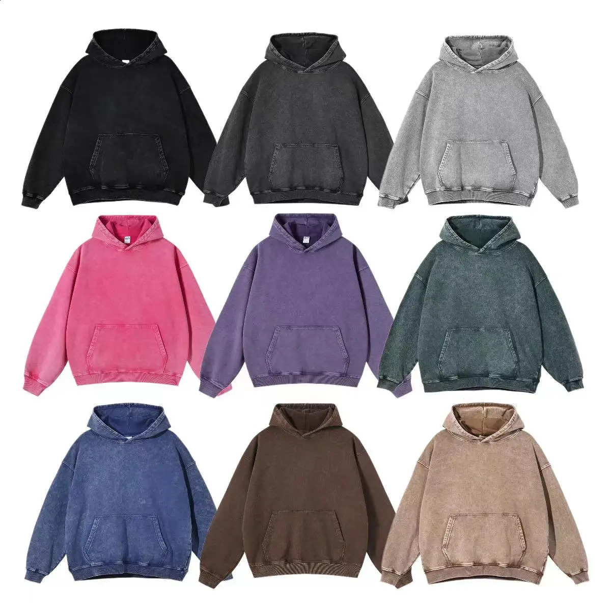 Sweat à capuche lavé 520G lavé 520G Vintage Dark Loose oversize Unisexe Hoodie 250920