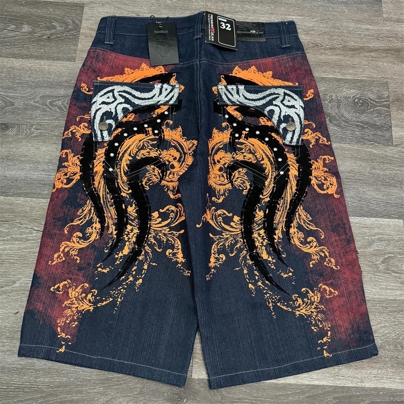 Hip Hop Punk Jeans Men American Retro Harajuku Denim Shorts Baggy Leisure Pocket Overall Pants 250920CJ