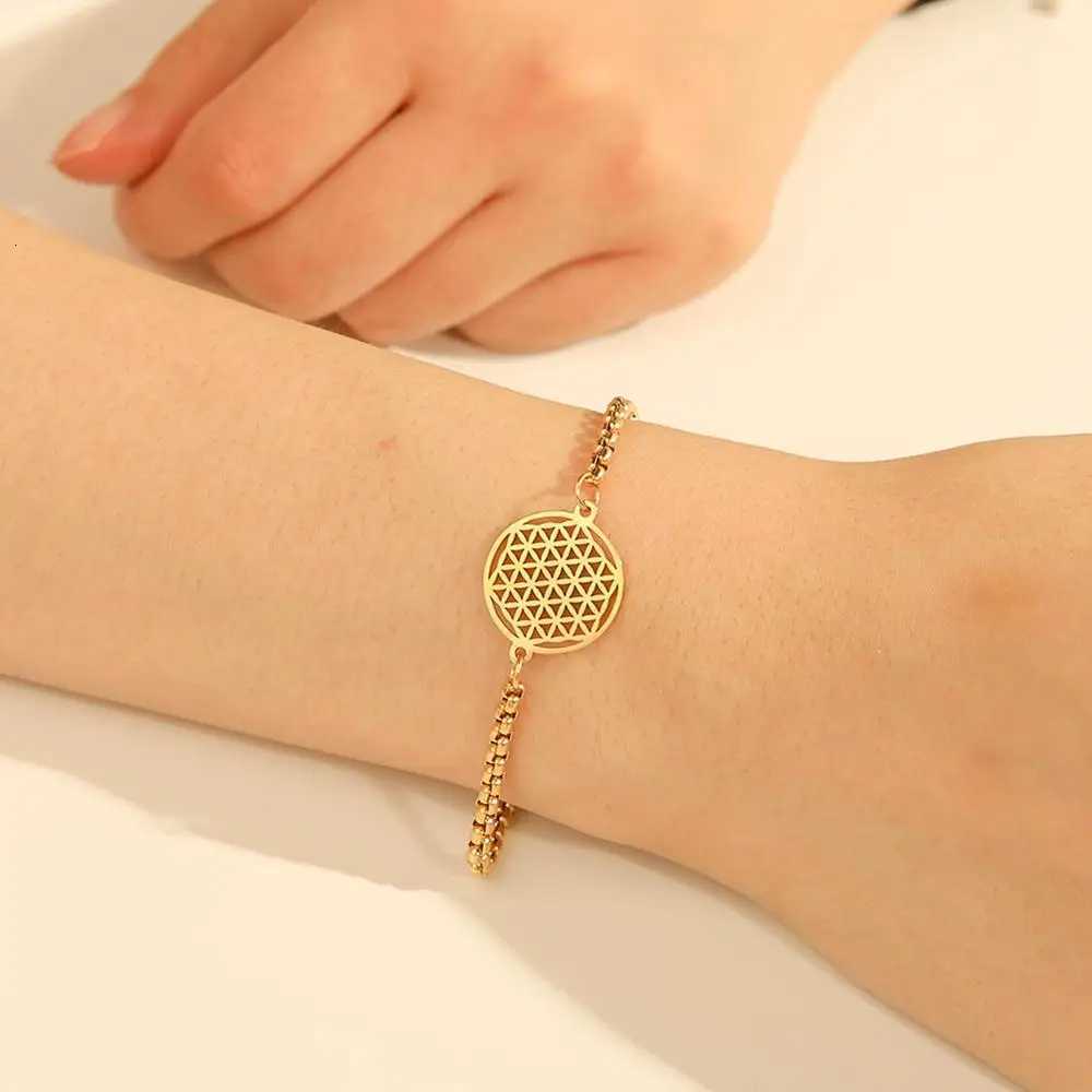 Skyrim Flower of Life Charm Bracelet Stainless Steel Mandala Box Chain Bracelets Bangle Pseira Jewelry Gifts for Wen Men X250922