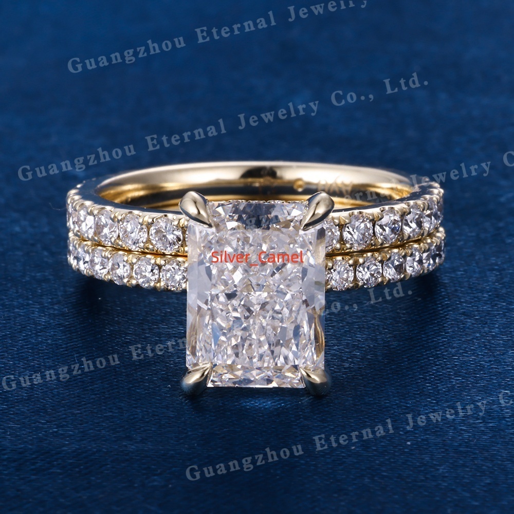 Custom 05ct3ct IGI HPHT CVD Radiant Cut Lab Grown Diamond S925 Silver 10K 14K 18K Yellow Solid Gold Engagement Ring for Women