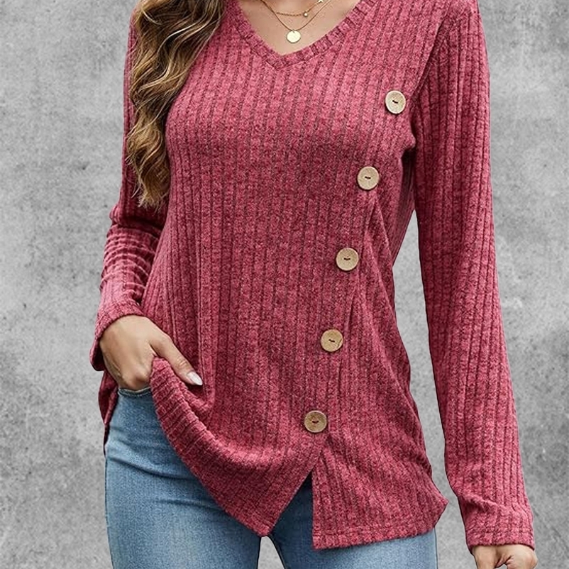 Sweaters for Women Dressy Long Sleeve Tunic Tops Casual Side Split V Neck Shirts Work Office Blouses 2025 Fall Outfits y250920