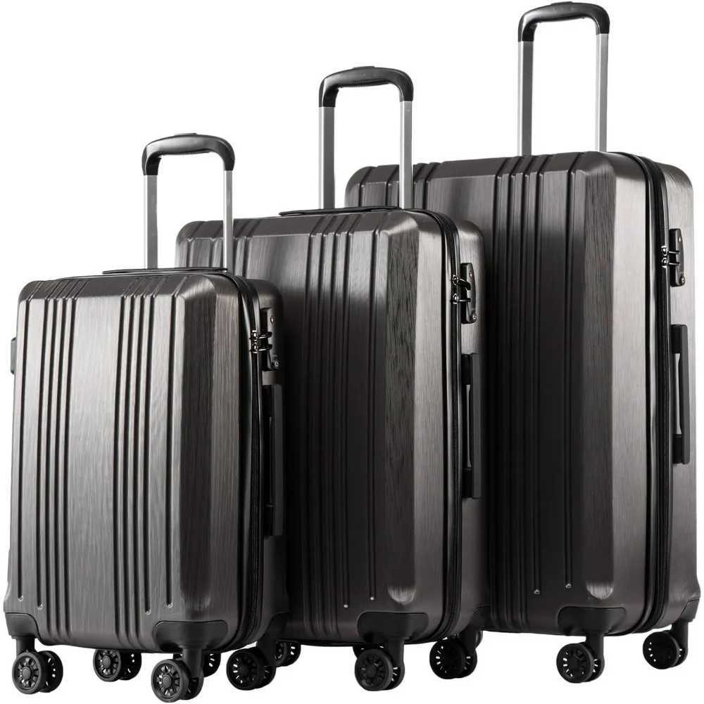 Coolife Luggage Expandable Suitcase PCABS 3 Piece Set with TSA Lock Spinner 20in24in28inXJ250922-image-1076246333
