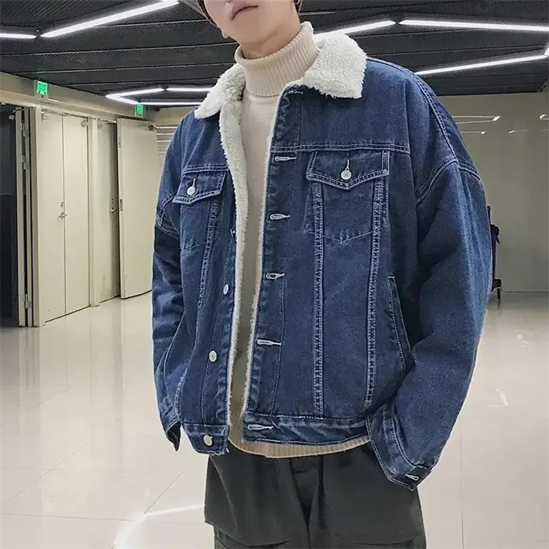 Denim Jackets Man Padding Jeans Coat for Men Slim Fit Warm with Sheep Padded Wool Black Cow High Quality Trendy Original G 250920