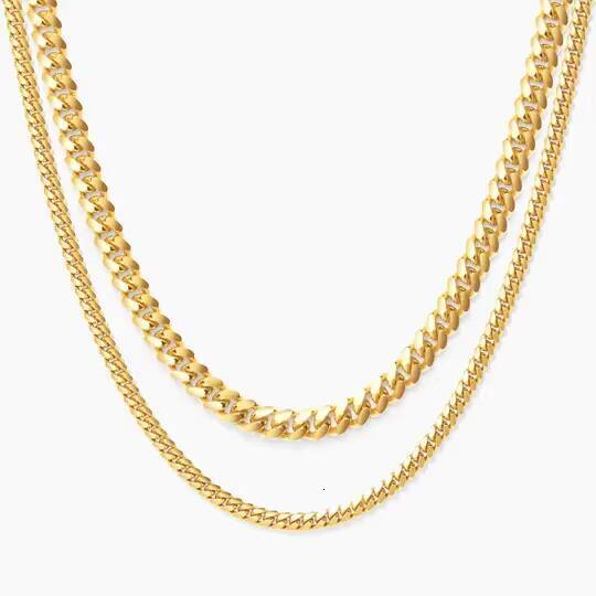 Luxury Hip Hop Jewelry Design Custom 4mm10mm 10K 14K 18K 24K Solid Yellow Gold Miami Cuban Link Chain Necklace for Men Women