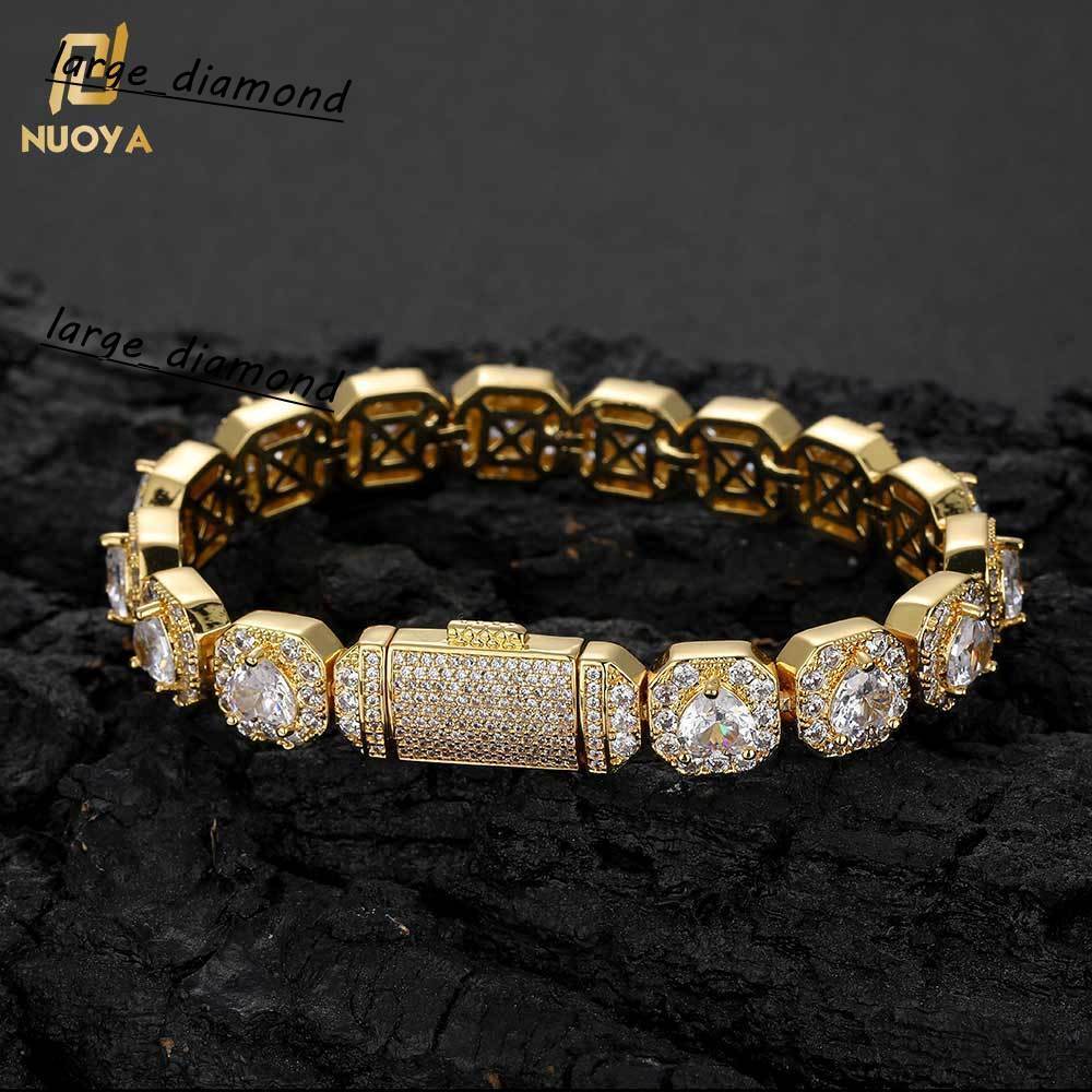 High Quality 10mm Iced Out Heart Shape Moissanite Diamond Chain Jewelry for Women 18k Gold Plated Cluster Tennis Bracelet