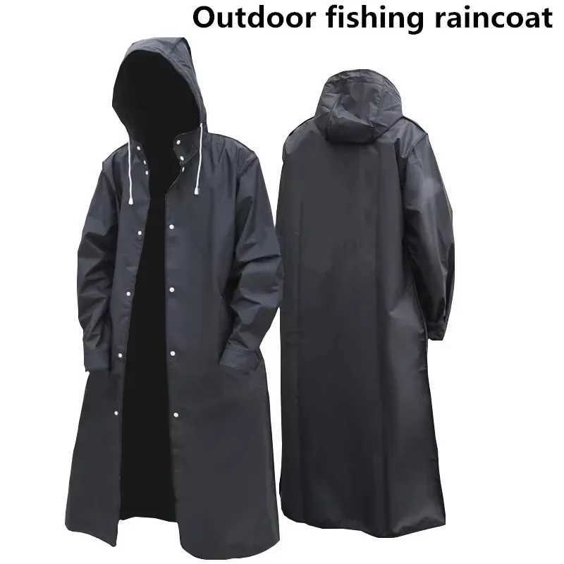 Fashion black adult windbreaker style waterproof long raincoat womens mens hooded outdoor motorcycle bicycle hiking fishing Z250922