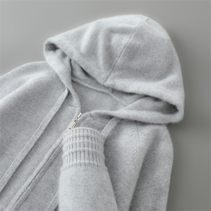 SXXXL Autumn and winter 2025 100 Merino wool knitted cardigan mens hooded sweater casual highend jacket full sleeves 250920