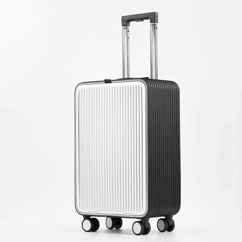 Side open all aluminum travel luggage computer carryon trollley suitcase fashion front open business metal boarding 2024 boxXJ250922-image-1076242150