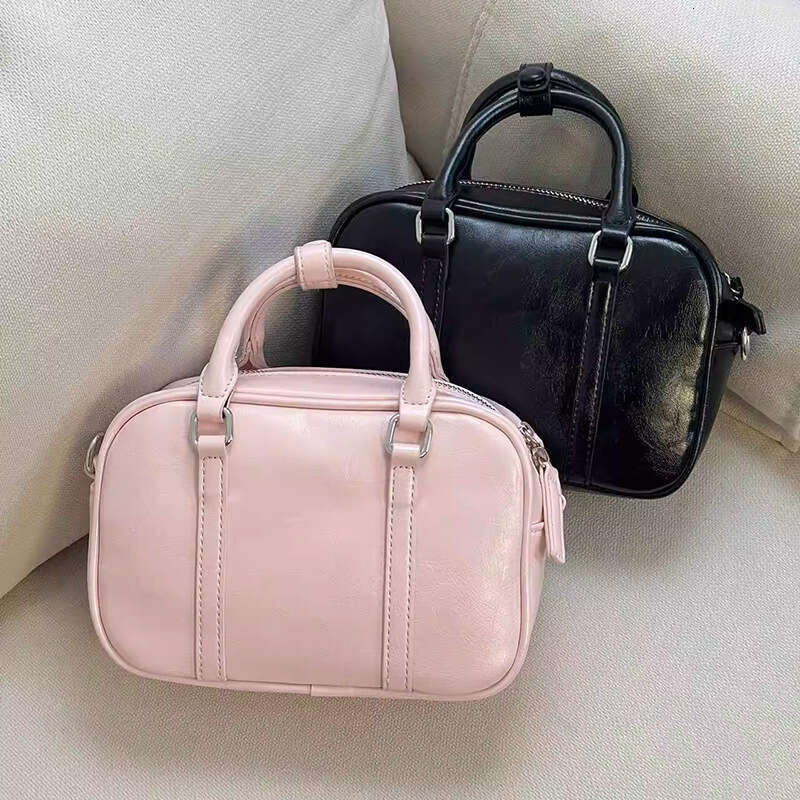 Korean Style Boston for Women 2025 New Summer High-end Handbag Small Square Commuter Shoulder Crossbody Bag