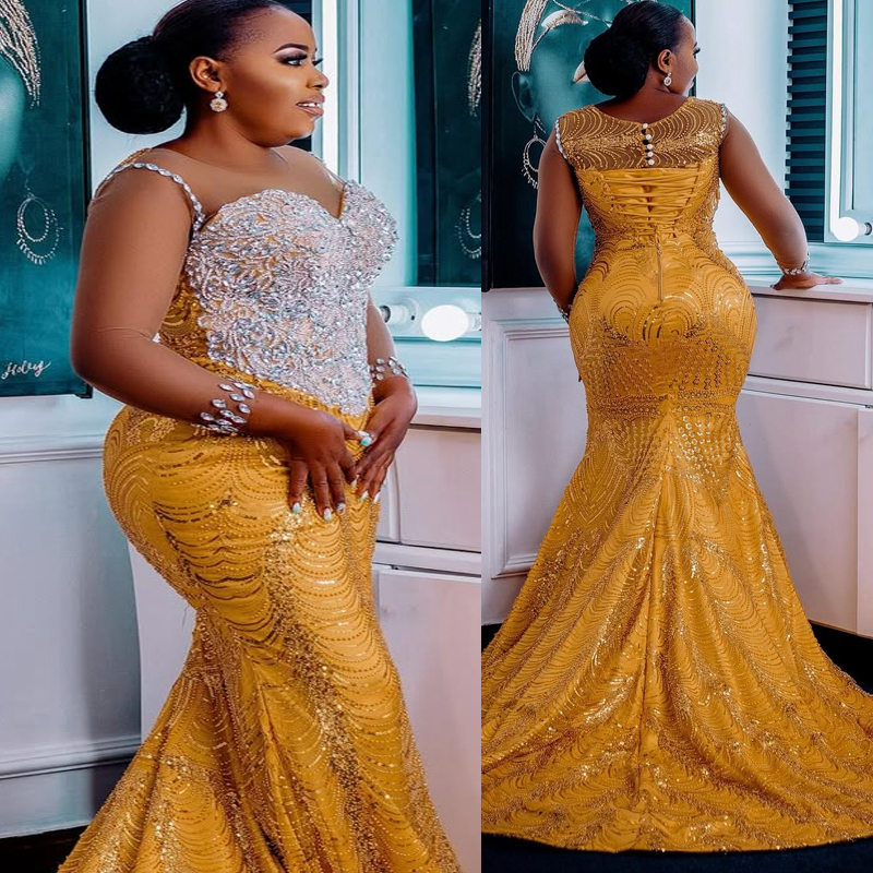 2025 Plus taille robe de bal en or robes de soirée robes formelles