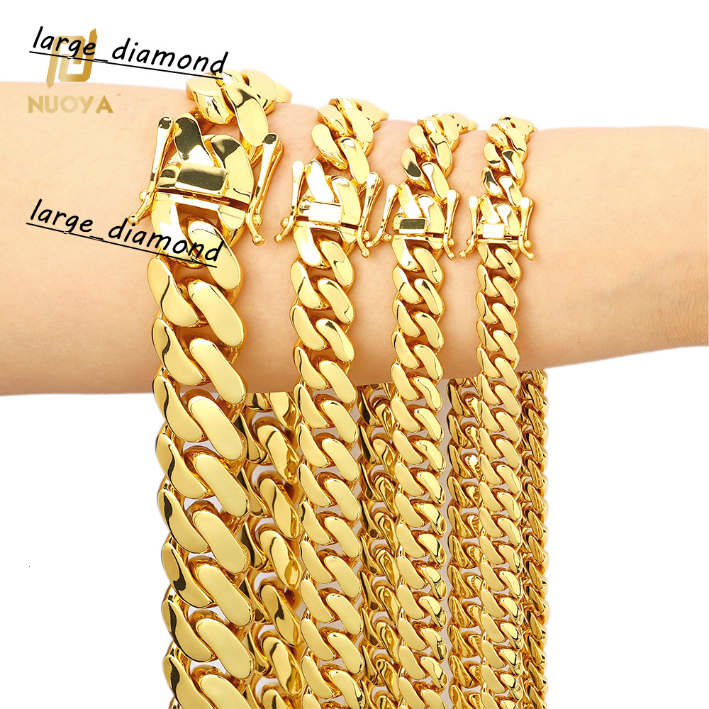 Hiphop Jewelry Chunky Cuban Link Chain for Men 1012151922mm 18K Gold Plated Brass Miami Cuban Chain Necklace for Men