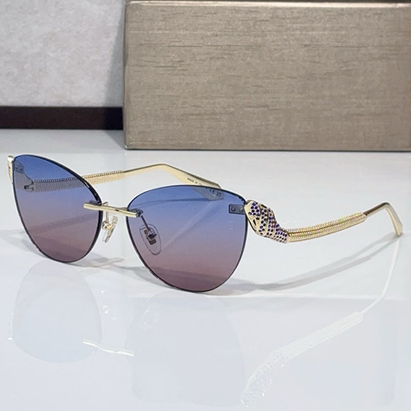 BV40065 Lunettes de soleil sans cadre pour les femmes Lenses de gradient de couleur claire Cat Eye Sunglasses Womens Summer Fashion Party Dopamin