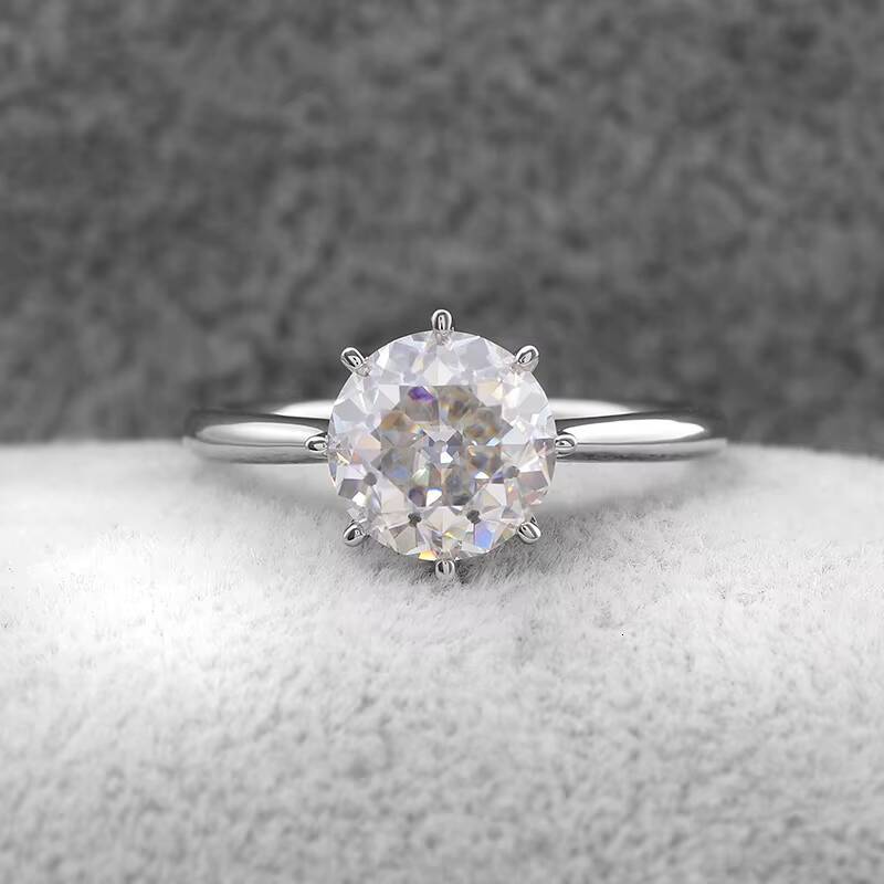 Bague de Moissanite à grande taille de 95 mm Coup rond design simple 10k anneau en or blanc de haute qualité bijoux Moisanite