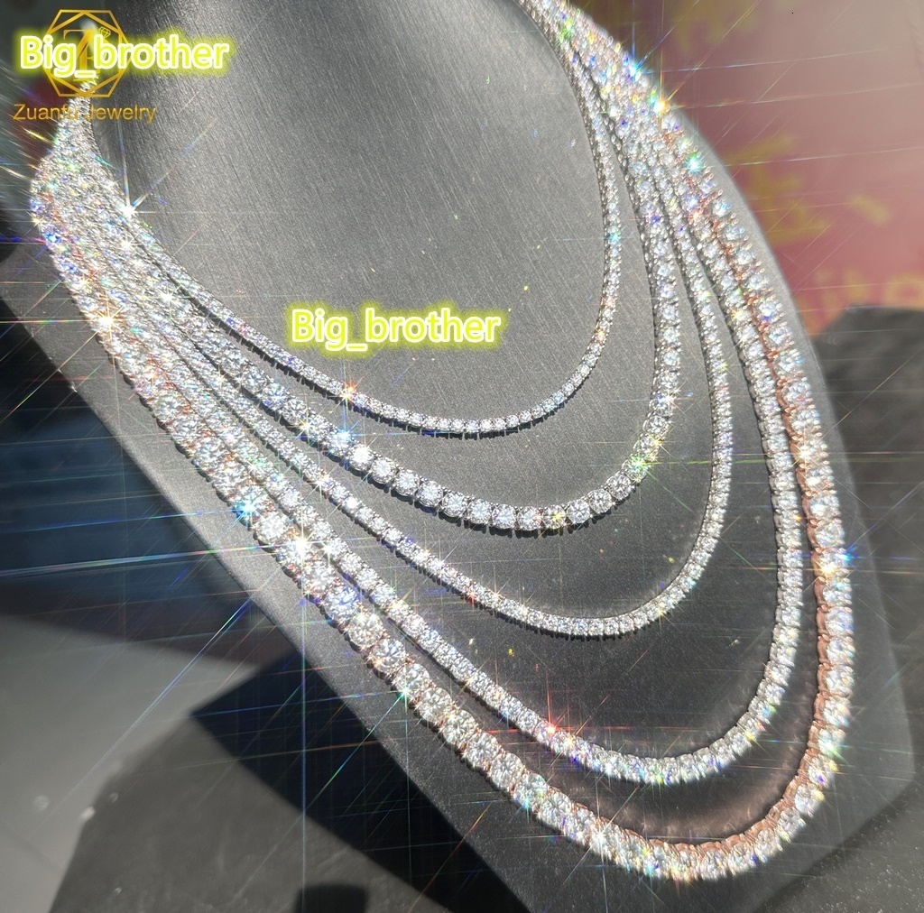 REAL 2mm 3mm 4mm 5mm 65mm MOISSANITE Tennis Chain Necklace VVS D Color Passes Diamond Tester Tennis Chain Moissanite Chain