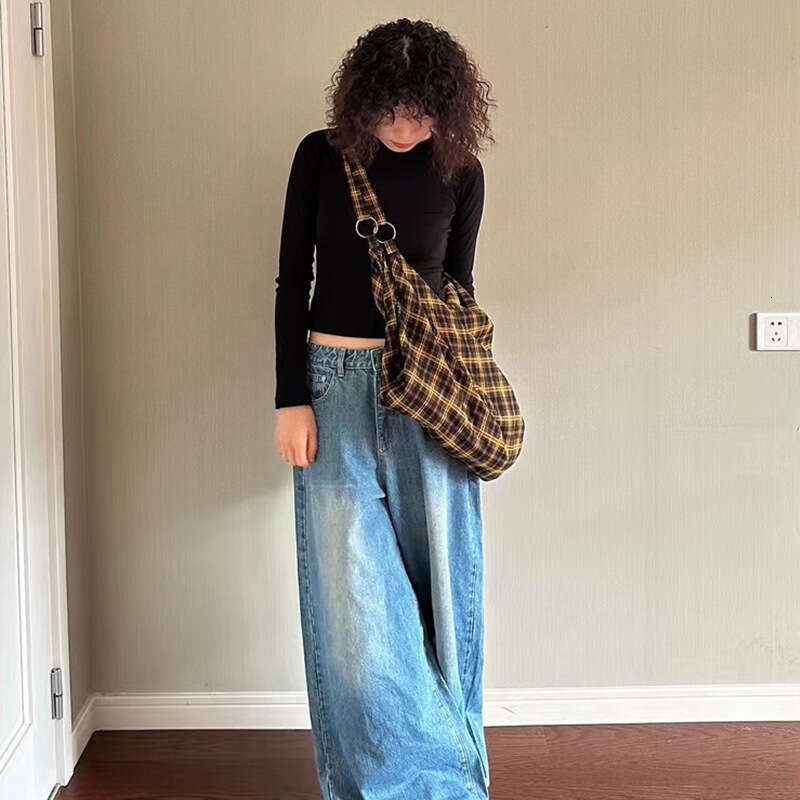 Plaid giallo da donna 2025 Nuovo zaino alla moda Borsa multiuso a tracolla singola di grande capacitÃ