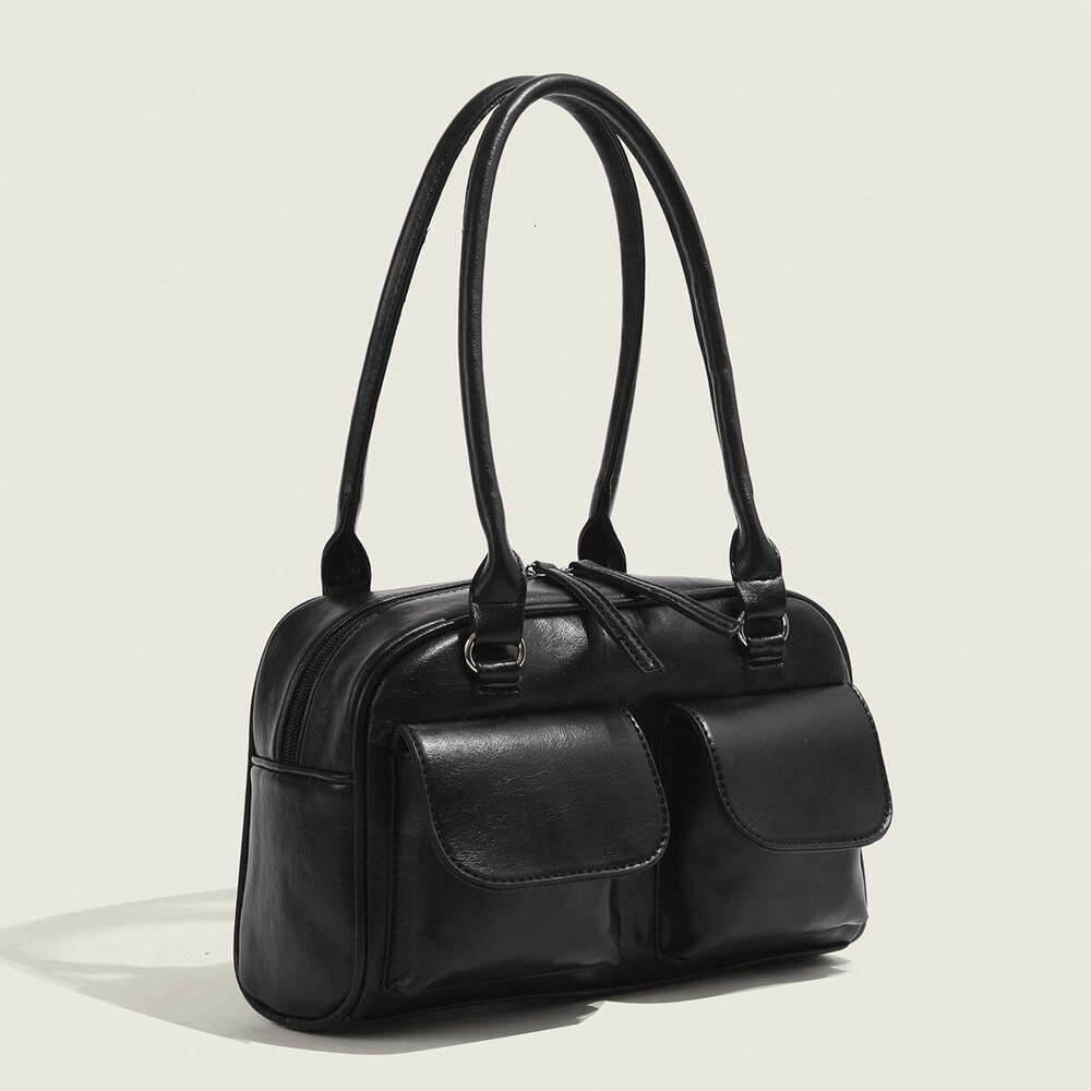 Bowling for Women 2025 Korean Version Stipple Same Style Underarm Simple Commuter Boston Bag