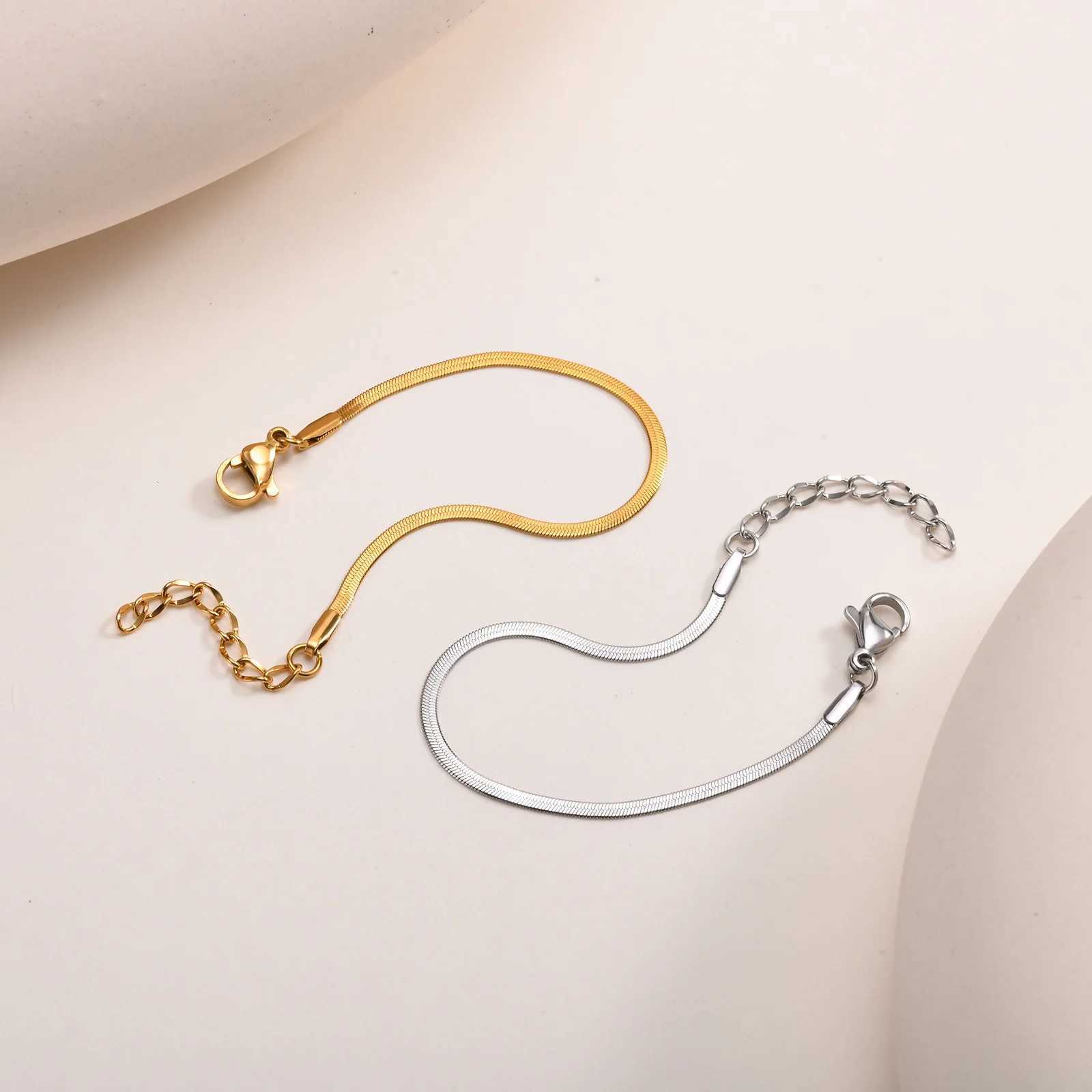 Bracelets à chaîne de serpents pour petites filles 12cm15cm hypoallergénique non ternissante en acier inoxydable lien réglable x250922