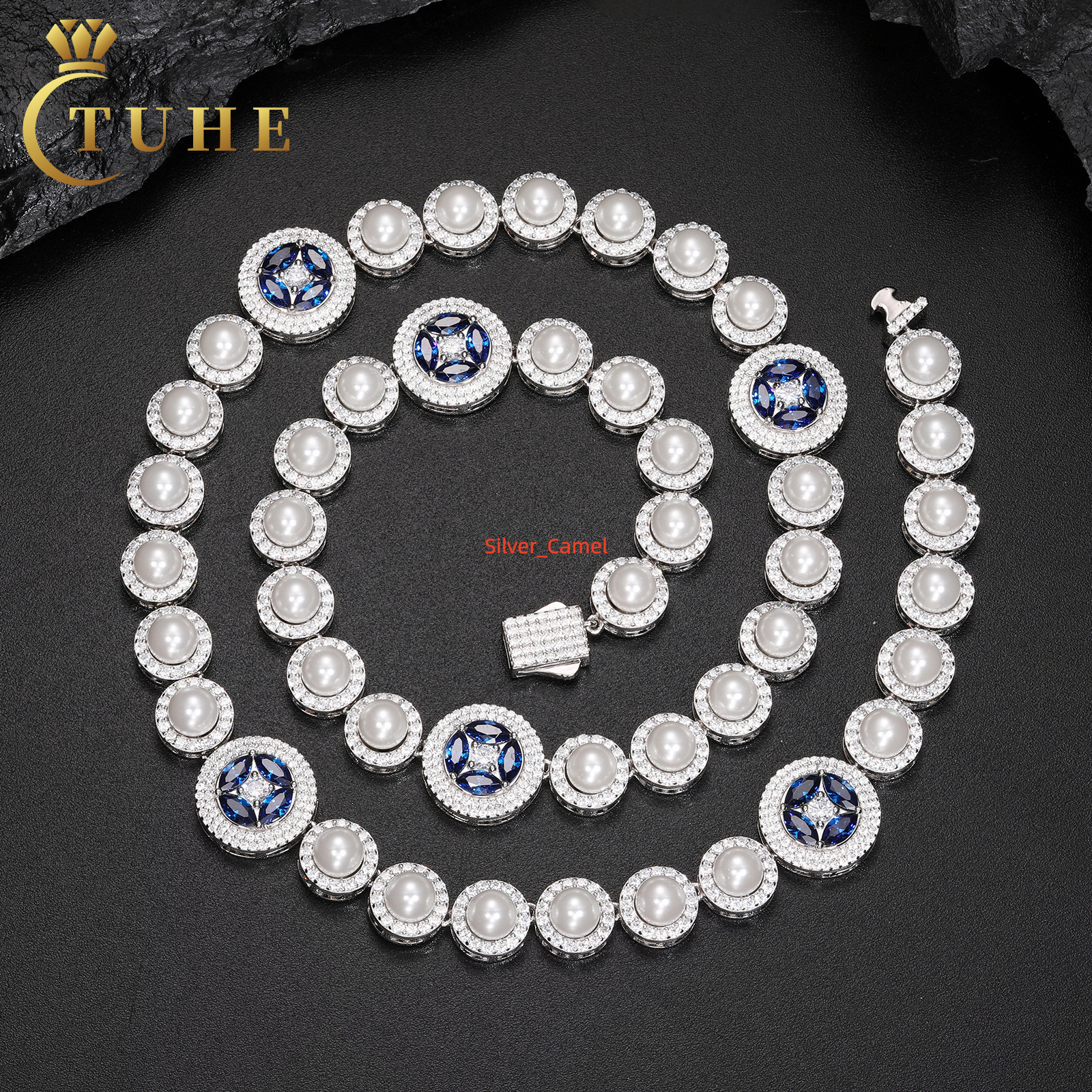 Plus récent design hommes femmes bijoux 925 Vvs Sterling Vvs Moisanite Diamond Pave Pape Collier de chaîne de tennis en perles