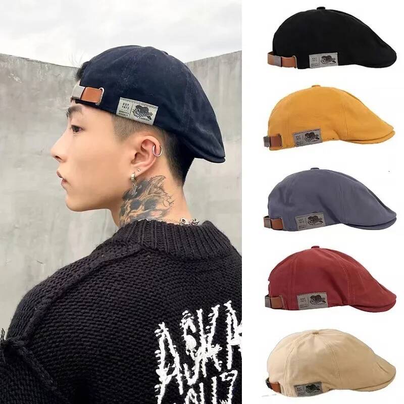 2025 New Men's Linen Fashion Hip Hop Solid Side Label 1973 Women's Hat Vintage Beanie Crowd Style Sun Beret ddmythur