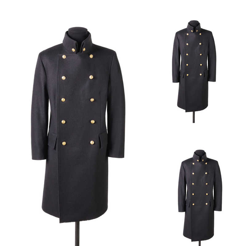 Warm Men Long Overcoat Double Breasted Customized Jacket Formal Winter Business Casual Outwear One Piece