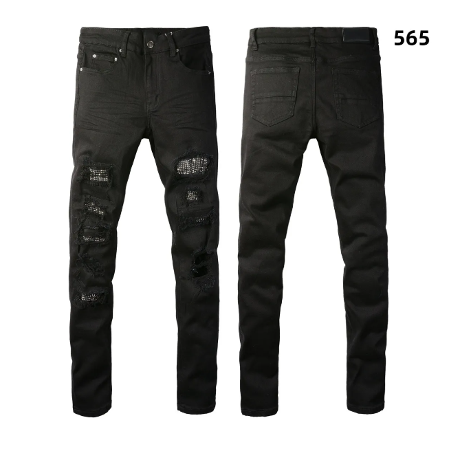 Designer Jeans For Mens Broken Hole Jeans Denim Jeans Hole Cotton Letter Pants Fashion Straight Retro Motorcycle Biker Jean Stretch High Quality Sli