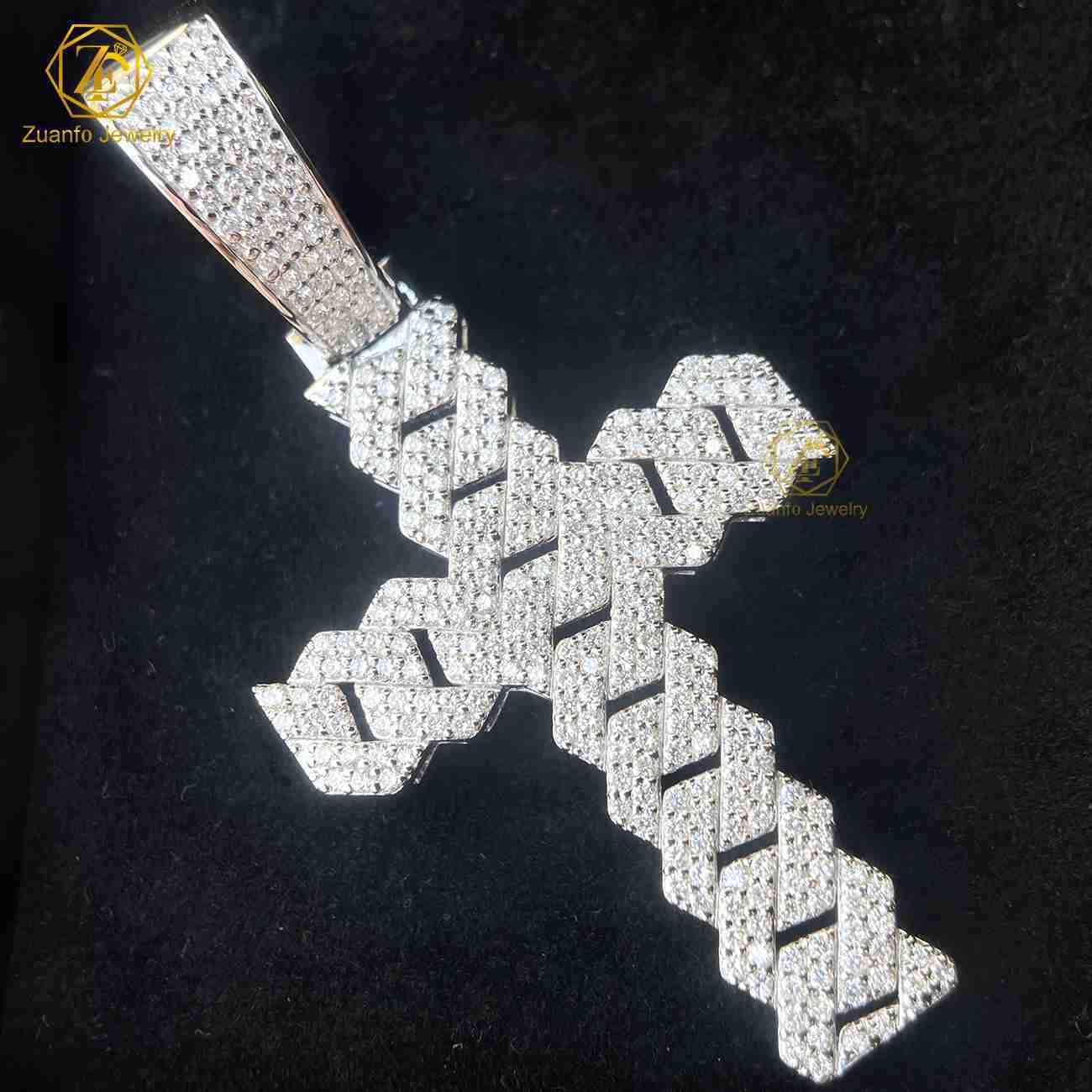 Laboratoire Diamond Pendant Cuban Style Man Pendant Hip Hop Pendant 925 Sterling Silver plaqué or def def Vvsvs Lab Lab Pendant Cross Pendant