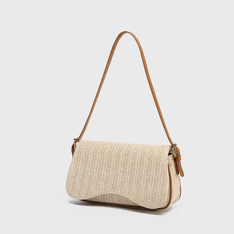 Hot Selling Women's Shoulder Fashion Fiber Woven Summer Vacation Style Straw Underarm Small Square Bag