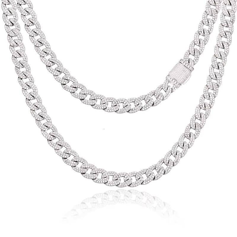 Custom Design Jewelry 10mm Hip Hop Choker White Gold Plated Iced Out Cuban Necklace Wholesale Cuban Chain