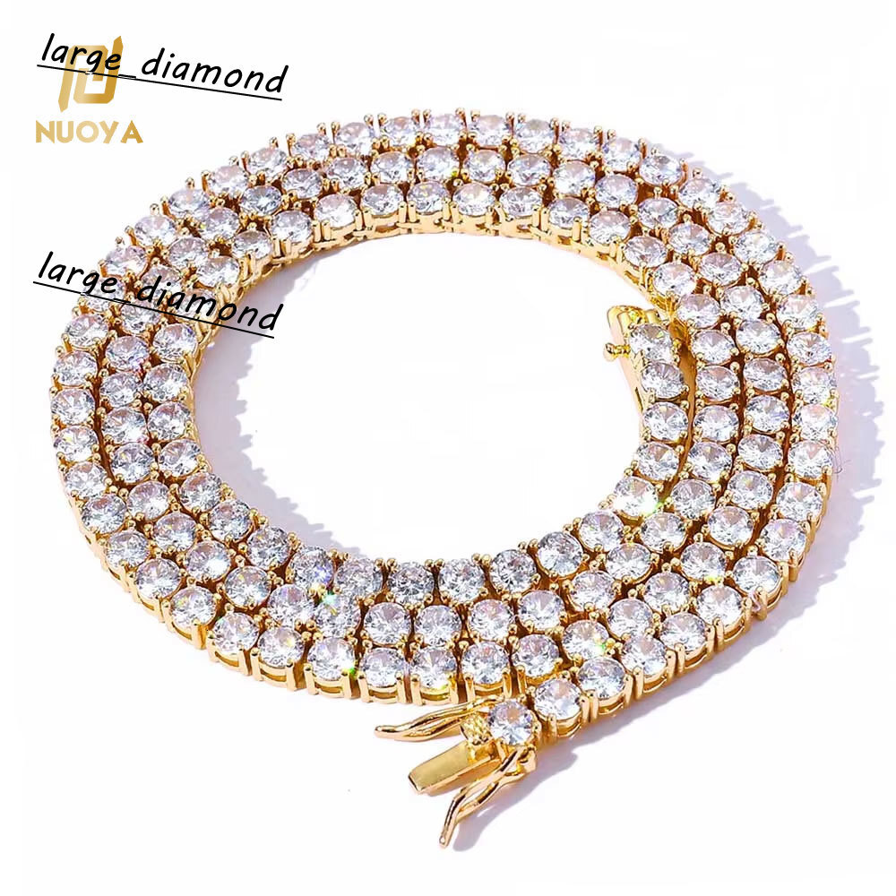 18K Gold Plated Iced Diamond Necklace 3456mm Bling Moissanite Tennis Chain MensWomens Hip Hop Necklace Fine Jewelry