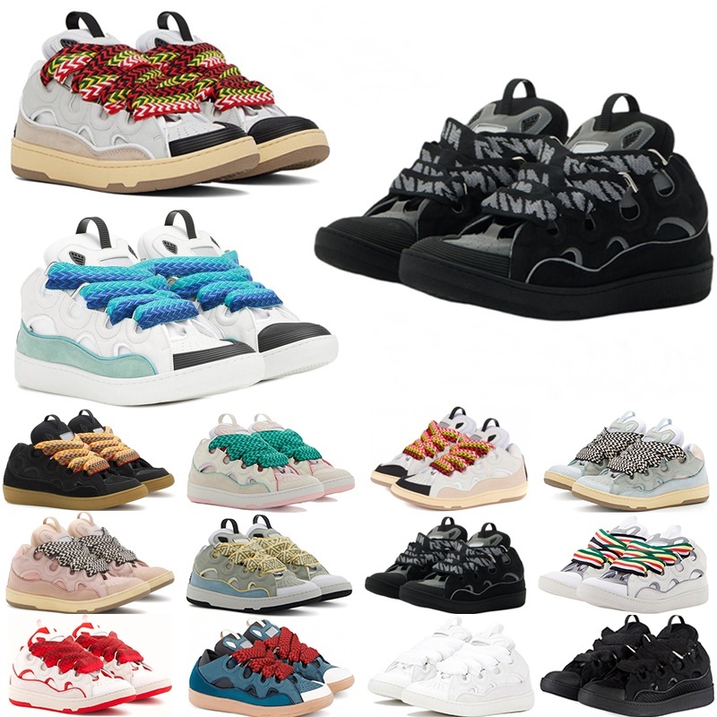 2025 Luxury mens womens designer shoes leather curb sneakers embossed Lavi pink green Nappa calfskin platform rubber sole casual black blue trainers