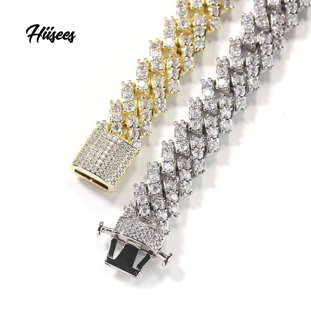 Fashion Luxury Brass Fine Jewelry Cubic Zirconia Iced Out Round Cluster Diamond Gold 12mm Miami Cuban Link Chain Necklace