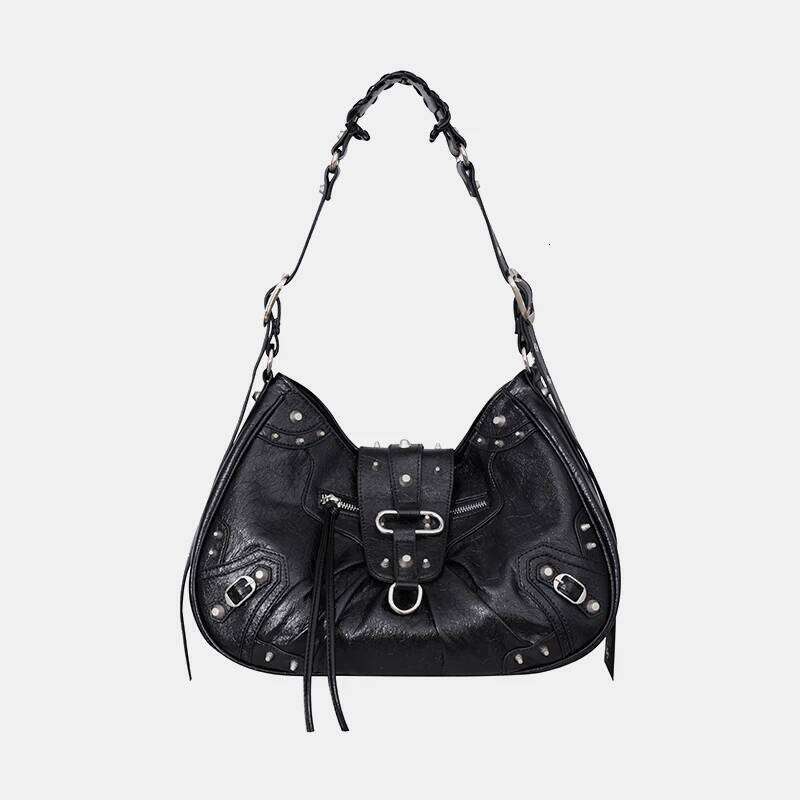 Rivet Vintage Simple boston bag Fashion Large Capacity Crossbody bags Women 2025 New Black Hip Hop Shoulder Handbag Y2k Hot Girl tote bag