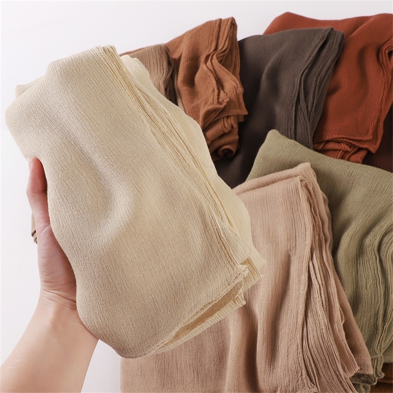 Femmes à grande taille coton solide coton rayon plie hijab foulard dame wraps et châles de haute qualité