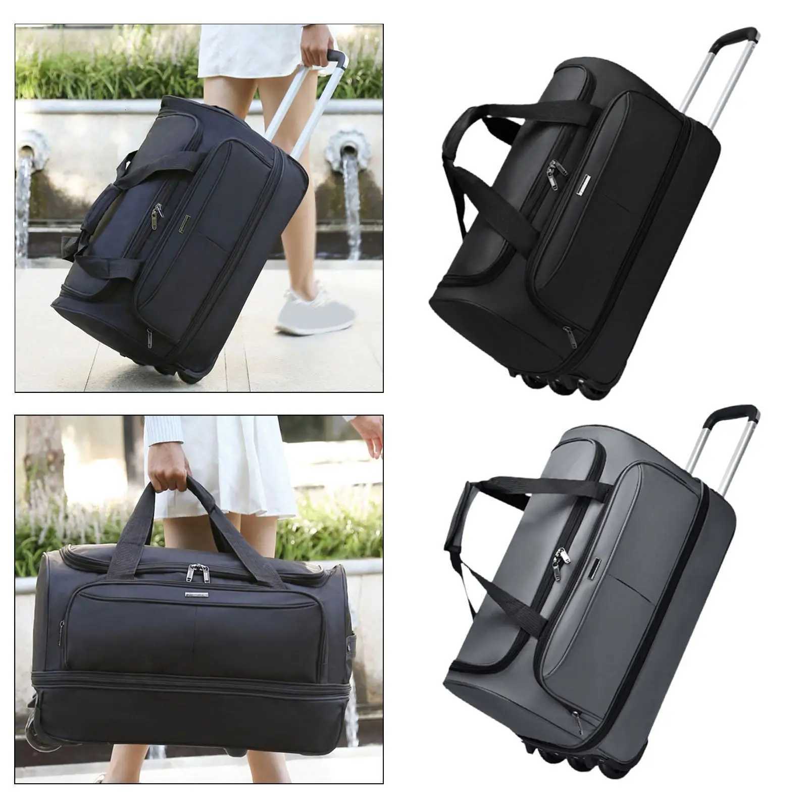 Wheeled Duffel Bag Suitcase Carrier Heavy Duty Rolling Garment Bag Trolley Bag for Picnic Traveling Outdoor Men Business TripXJ250922-image-1076242708