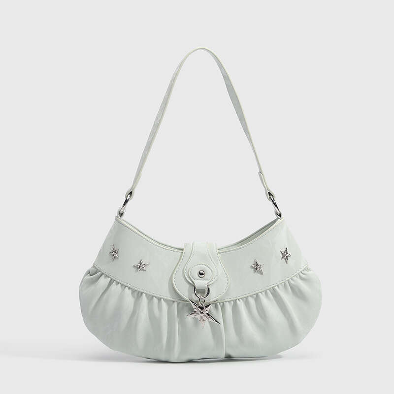 Super Popular Niche Trendy Girl Mint Star Underarm Women 2025 Spring Summer New Pleated Dumpling Shoulder Bag