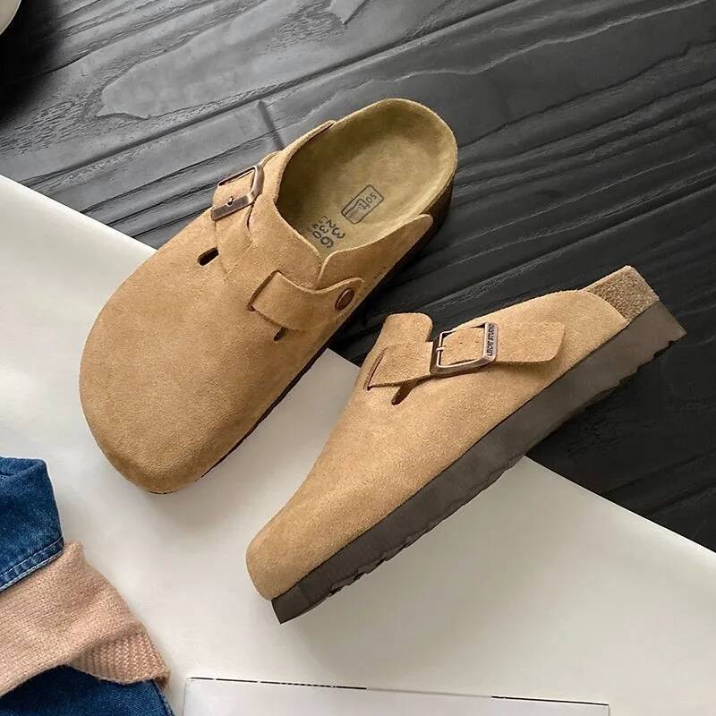 Nouveaux slogs femmes mode suède mules pantoufles classiques en liège antislip pour les pantoufles en plein air avec un support d'arc D230 ddmypa