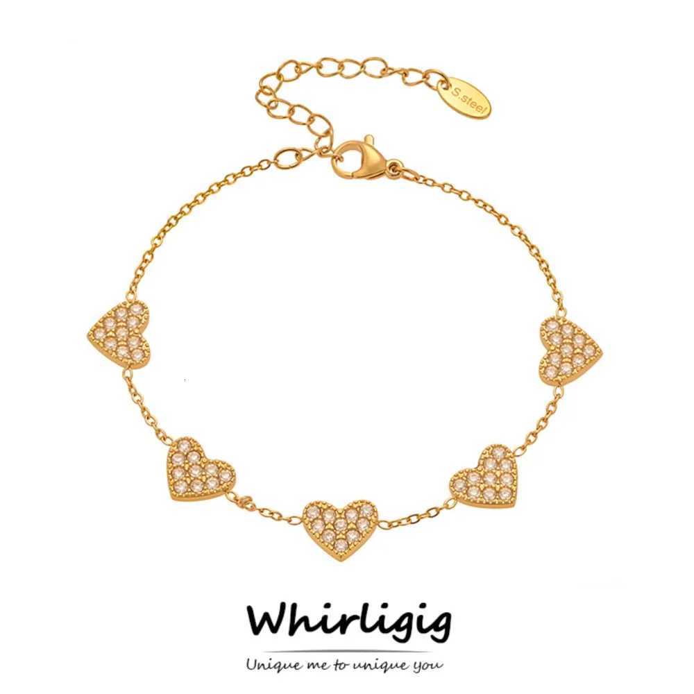 Bracelet en acier inoxydable avec zircon brillant pour Wen 18K plaqué étanchées étanche non ternissais sweet wens charmes bracelets x250922