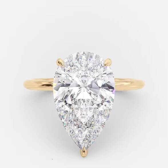 433ct PEAR CUT LAB Diamond FVVS2 Anneau de fiançailles avec HALO HALO 18K IGI Certifié en diamant solide en or