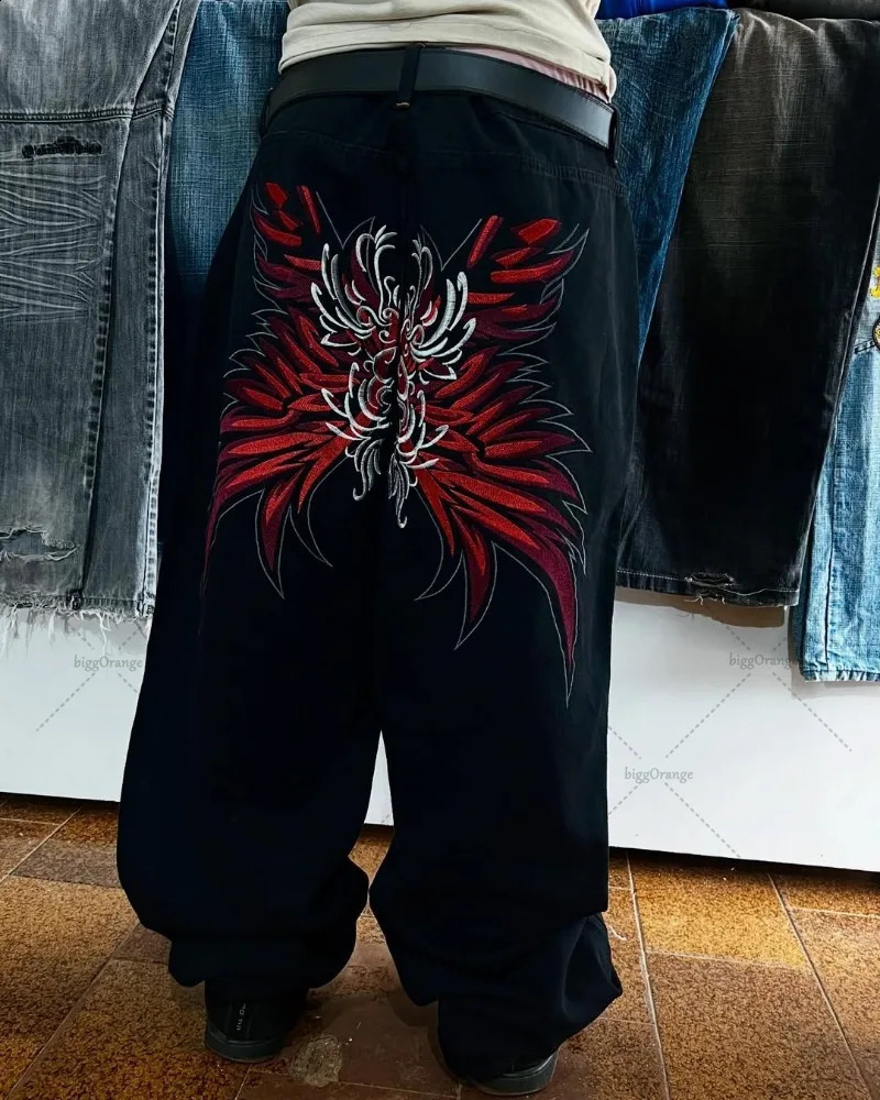 Harajuku rétro à la mode à la mode à rayures décontractées jeans menstes américain hiphop gothpunk y2k pantalon wideleg saint fiche 250920
