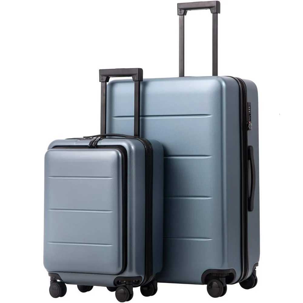 COOLIFE Luggage Suitcase Piece Set Carry On ABSPC Spinner Trolley with pocket Compartmnet Weekend BagNight navy 2piece SetXJ250922-image-1076246399