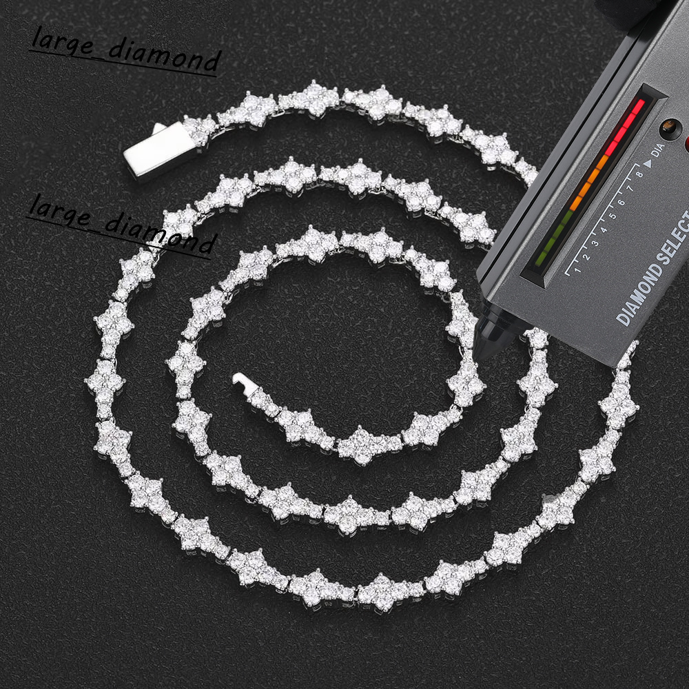 65 mm Iced Out VVS Diamond Flower Shape Chain Tennis Chain Hip Hop Jewelry 925 STERLING Silver Moissanite Tennis Chain Collier