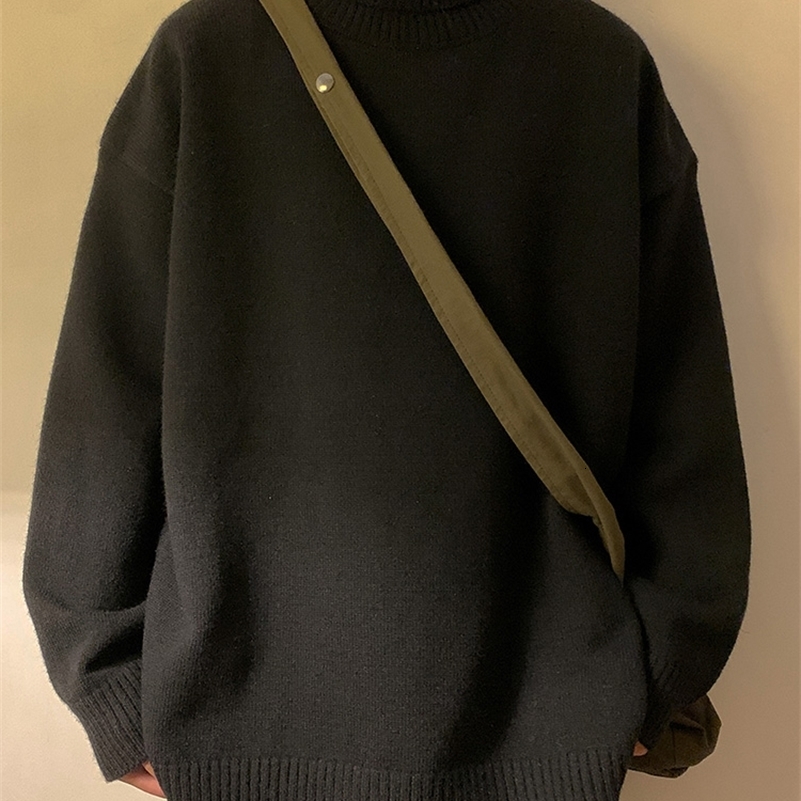 Turtleneck Mens Sweater Autumn 2025 Knitted High Neck Pullover Streetwear Comfortable Fitness Tops Clothing Knitwear 250920