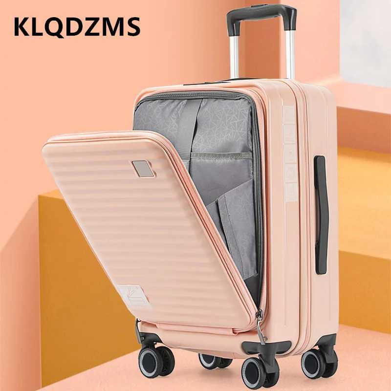 KLQDZMS Laptop Luggage Front Opening 202428 Inch ABSPC Boarding Case USB Charging Trolley Case Handheld Travel SuitcaseXJ250922-image-1076246789