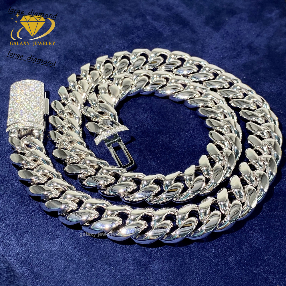 Heavy Cuban Men Chains Vvs Moissanite Iced Out Diamond Clasp Solid 925 Silver Thick Bracelets Hiphop Miami Cuban Link Chain