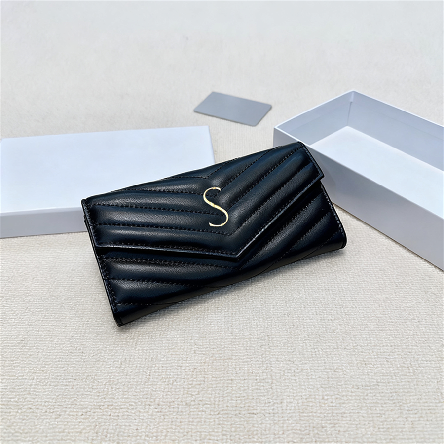 Luxury Women Minimalist Wallets Large Capacity Black Retro Hasp Coin Clutch Purses With Box Brand Party Business Versatile Simple Long Handbag