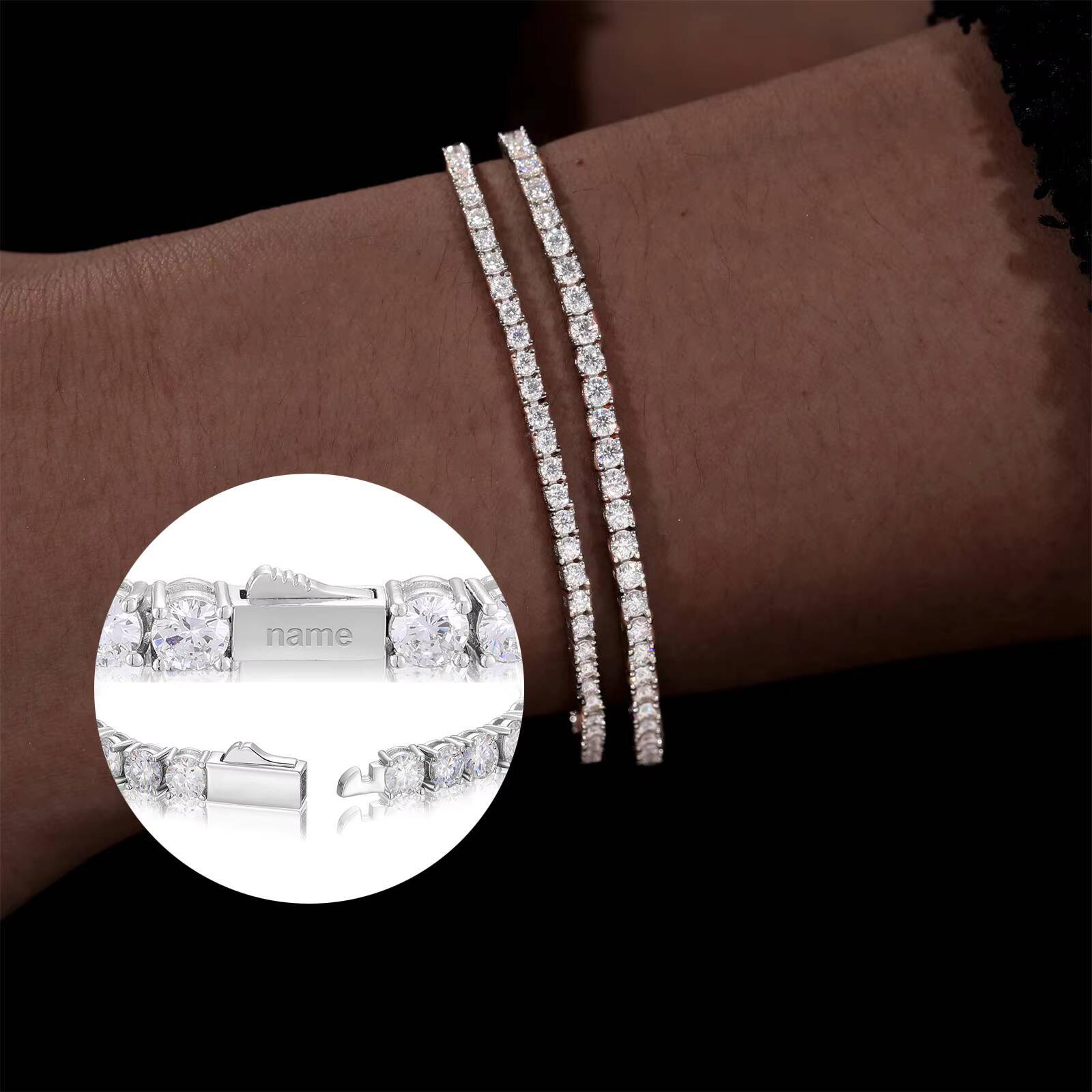 Classic 2 mm 25 mm Bracelet de tennis Moisanite 925 Sterling Silver Pass Diamond Tester Lab Diamond Women Girl Bijoux Gift Gift