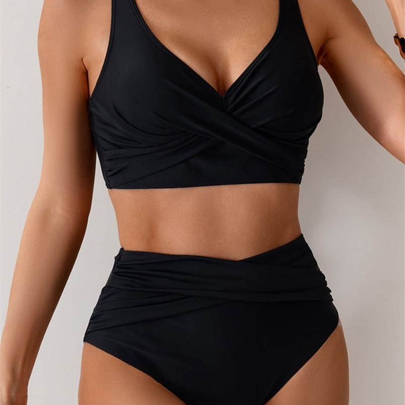 VigoBreviya 2025 Sexy Solid Strapped Swimwear Women Cross Push Up Bikini Set Brazilian Lady Swimsuit High Waist Beach Bath Suit y250920