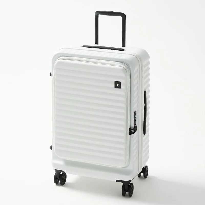 Large capacity side opening luggage compartment with silent wheels 20 inch boarding case flip cover suitcase expandable PC trXJ250922-image-1076242949